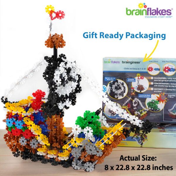 Brain Flakes Pirate Ship Building Set with Detailed Step by Step Instructions Booklet - 796 Pieces - Image 5