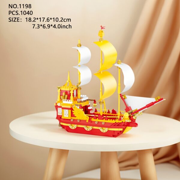 Micro Particle Building Blocks Assembly Decoration Collection Model Toys, Adult Assembly Smooth Sailing Ship, Dragon Boat Models, Home Decoration Office Desktop Decoration, Birthday Gifts for Friends - Image 7