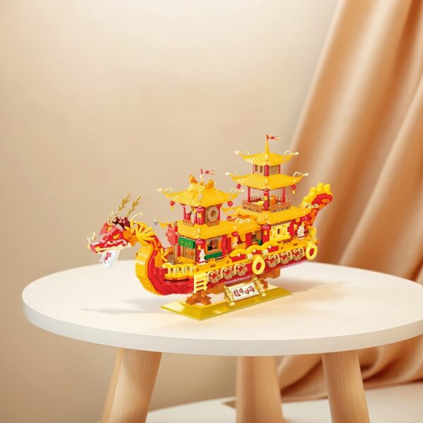 Micro Particle Building Blocks Assembly Decoration Collection Model Toys, Adult Assembly Smooth Sailing Ship, Dragon Boat Models, Home Decoration Office Desktop Decoration, Birthday Gifts for Friends - Image 4