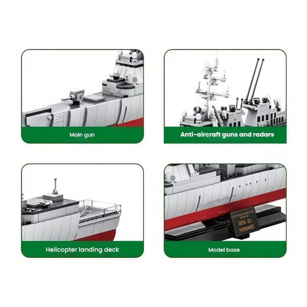 Building Blocks Military Arleigh Burke Class Destroyer Small Particle Puzzle Assembly Building Blocks Model Boy - Image 4