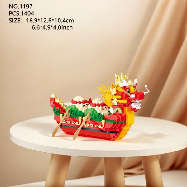 Micro Particle Building Blocks Assembly Decoration Collection Model Toys, Adult Assembly Smooth Sailing Ship, Dragon Boat Models, Home Decoration Office Desktop Decoration, Birthday Gifts for Friends - Image 3