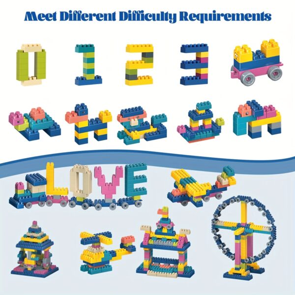 360pcs Creative Building Block Set Large Particle Building Blocks with Table DIY Education Fun Toy to Stimulate Children's Creativity And Imagination Kids Puzzle Splicing Gift Box for Girls Boys - Image 7