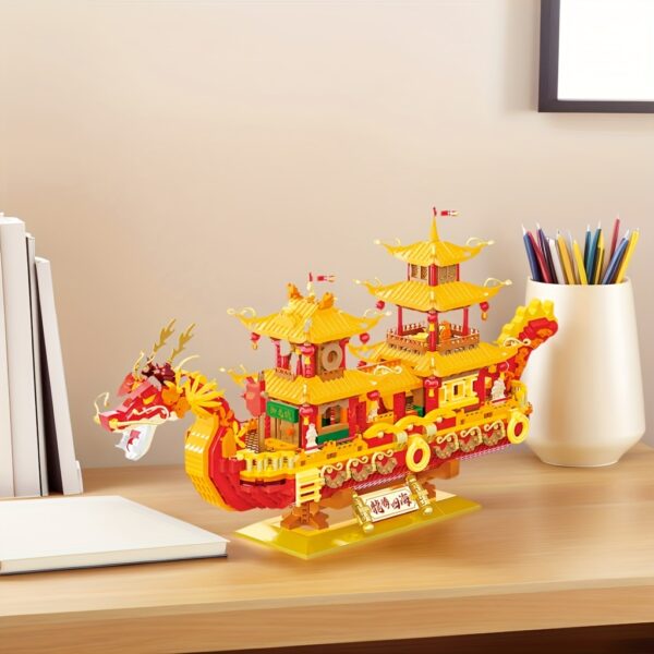 Micro Particle Building Blocks Assembly Decoration Collection Model Toys, Adult Assembly Smooth Sailing Ship, Dragon Boat Models, Home Decoration Office Desktop Decoration, Birthday Gifts for Friends