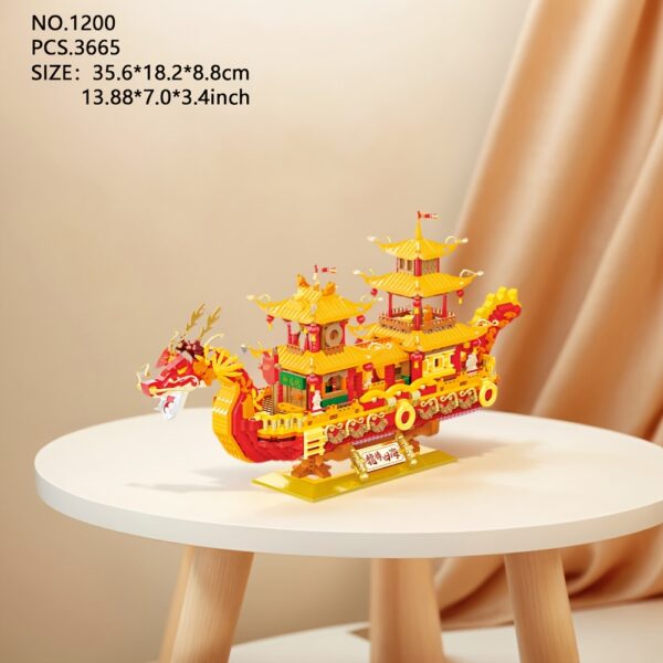 Micro Particle Building Blocks Assembly Decoration Collection Model Toys, Adult Assembly Smooth Sailing Ship, Dragon Boat Models, Home Decoration Office Desktop Decoration, Birthday Gifts for Friends - Image 9