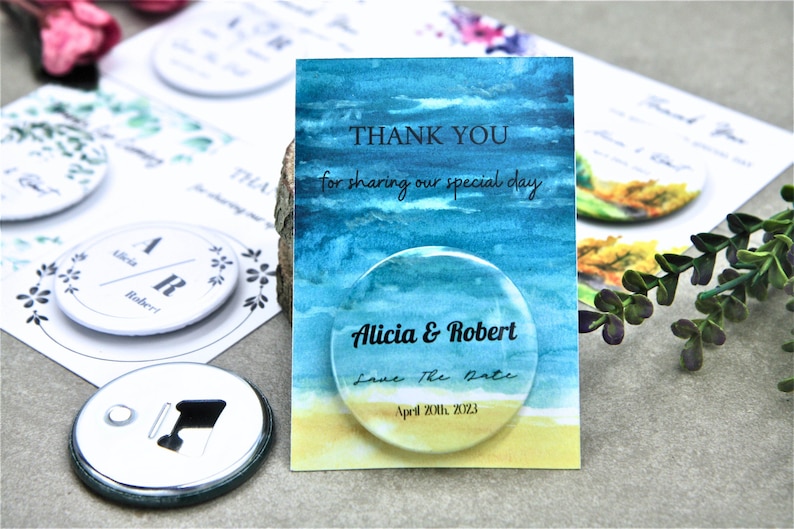 Beach Wedding Party Favors for Guests in Bulk. Magnetic Bottle opener