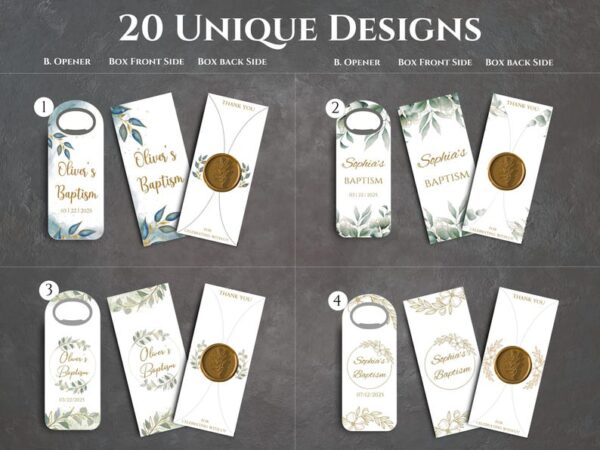 Baptism Bottle Opener Magnet Favors. Baby Shower Favors, Birthday party favors, Bulk Party Favors - Image 2