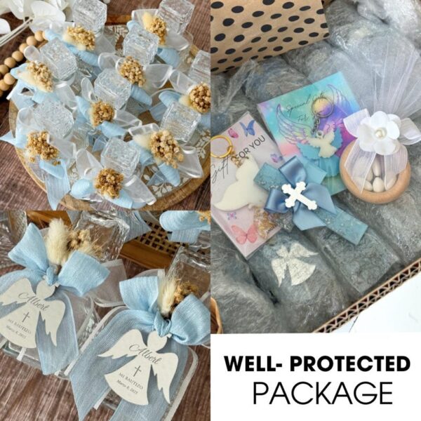 Blue Holy Water Glass Bottle, Religious Baptism Gift for Girl or Boy, First Communion Favor, Christening Keepsake, Blessed Holy Water Bottle - Image 2