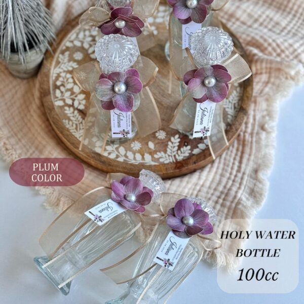 Soft Pink Flower Holy Water Bottle, Empty Blessed Holy Water Glass Bottle, Religious Gift, First Communion Favors, Unique Baptism Gifts - Image 3