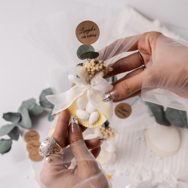 Personalized Seashell Wedding Favor with Almond Candy, Bridal Shower Gifts, Custom Starfish Shell Keepsake, Luxury Wedding Souvenir - Image 2