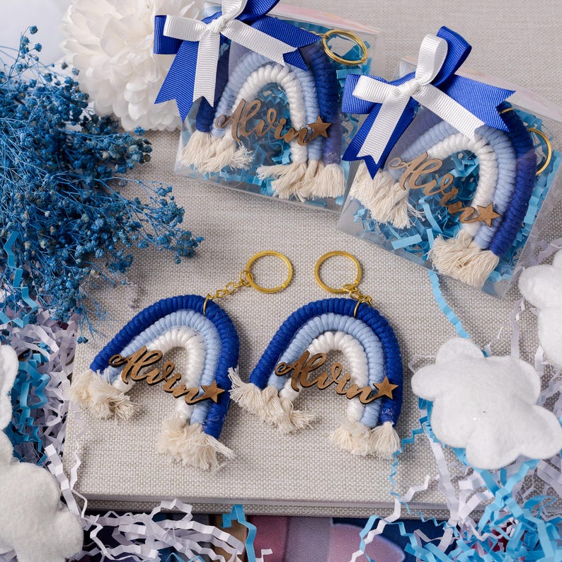 Personalized Rainbow Macrame Keychain, Baby Shower Guest Favor, 1st Birthday Party Gift, Custom Name Keepsake, Welcome Baby Gift - Image 6