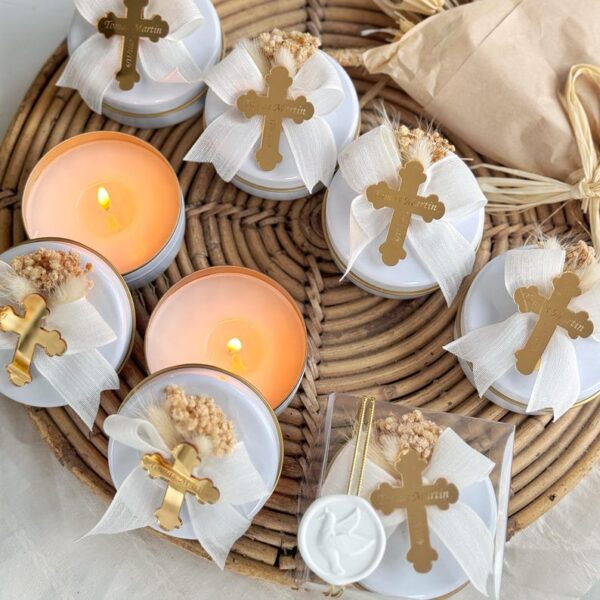 Custom Baptism Candle Favor, Personalized Christening Candle Gift, First Holy Communion Keepsakes, Baptism Gift for Girl, Mi Bautizo Candle - Image 5