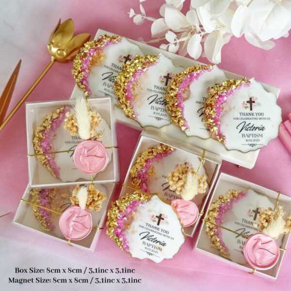 Golden Luxury Personalized Baptism Favor, Custom Epoxy Magnet, Christening Gift for Girl or Boy, Unique First Communion Keepsake, Mi Bautizo - Image 7