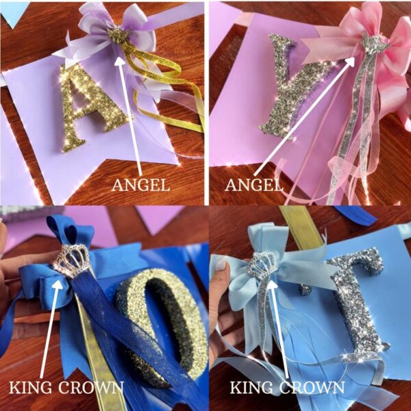 Baby Shower Glitter Name Banner, Nursery Decor, Baby Name Garland, Birthday Flags, Baby Girl 1st Birthday, Party Decoration, Gold Glitter - Image 5