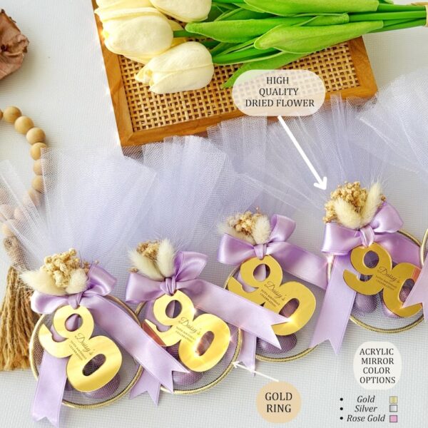 Custom Adult Birthday Candy Favor, Gold Mirror Ring Favor for 40th, 50th, 60th, 70th, 80th, 90th, 100th Birthday, Party Favor for Guests - Image 2