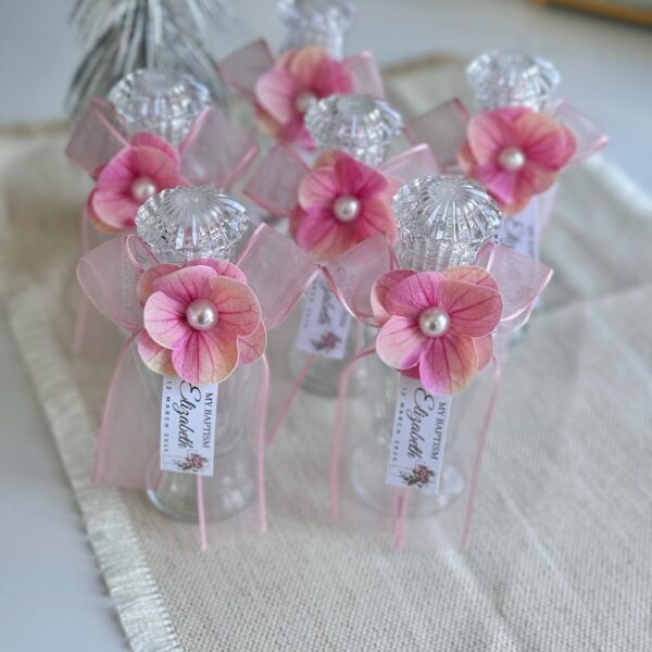 Soft Pink Flower Holy Water Bottle, Empty Blessed Holy Water Glass Bottle, Religious Gift, First Communion Favors, Unique Baptism Gifts - Image 7