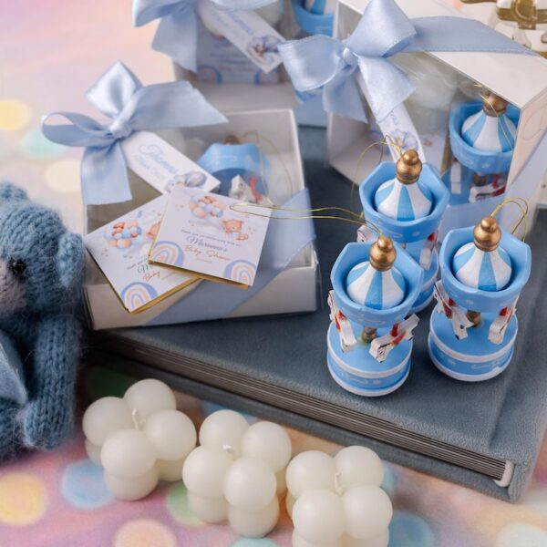 Carousel Baby Shower Favor, Personalized Chocolate and Bubble Candle, Welcome Baby Party Favors, Baptism Gift, Baby Shower Favors for girls - Image 2