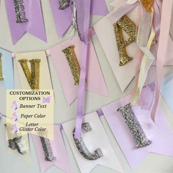 Gold Glitter Name Banner, First Birthday Party Ideas, Baby Shower Party Decoration, Birthday Name Garland For Girls and Boys, Deluxe Balloon - Image 5