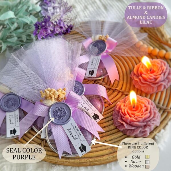Class of 2025 Graduation Candy Favors, Personalized Almonds, Tulle Puff Wax Seal, Custom Name and Tassel Tag, College Grad Gift, Grad Favor - Image 4