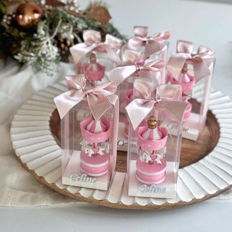Personalized Carousel Party Favor, Baby Shower Keepsake, Baptism Gift, Welcome Baby Decorations, 1st Birthday Favor, Custom Name Gift