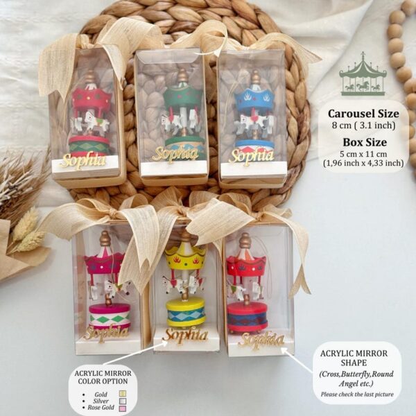 Blue Carousel Baby Shower Favors, Personalized Baby Shower Keepsake, Carnival Theme Party Gifts, 1st Birthday Favor, Welcome Baby Decoration - Image 3