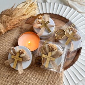 Custom Baptism Candle Gift, Personalized Christening Favor for Boys and Girls, Holy Communion Candle Gift, Elegant Baptism Candle Keepsake