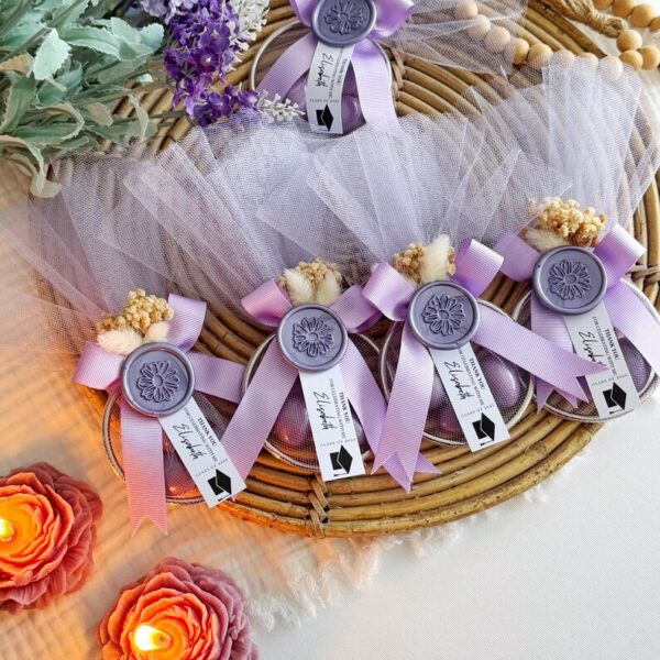 Class of 2025 Graduation Candy Favors, Personalized Almonds, Tulle Puff Wax Seal, Custom Name and Tassel Tag, College Grad Gift, Grad Favor - Image 10
