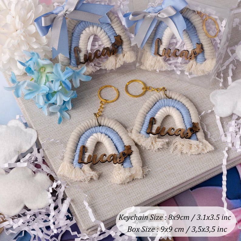 Personalized Rainbow Macrame Keychain, Baby Shower Guest Favor, 1st Birthday Party Gift, Custom Name Keepsake, Welcome Baby Gift - Image 8