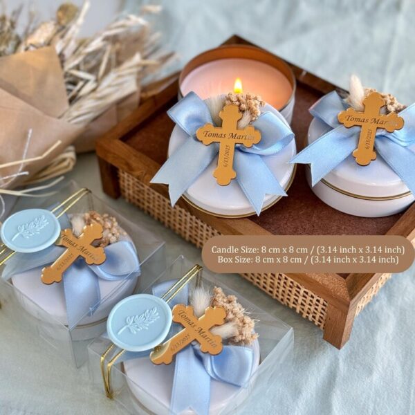 Rose Gold Custom Baptism Candle Favors, Christening Candle, Personalized Gifts, Communion Favors, Baptism Gift for Girl, Candle Favors - Image 4