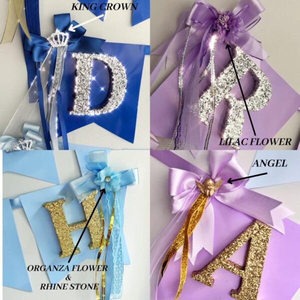 Gold Glitter Name Banner, First Birthday Party Ideas, Baby Shower Party Decoration, Birthday Name Garland For Girls and Boys, Deluxe Balloon - Image 6