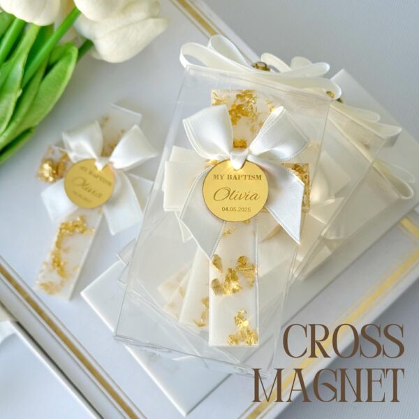 Gold Personalized Baptism Favors For Boy, Baptism Thank You Magnet, Blue Baptism Favor, Christening Favor, Mi Bautizo Favors, Communion Gift