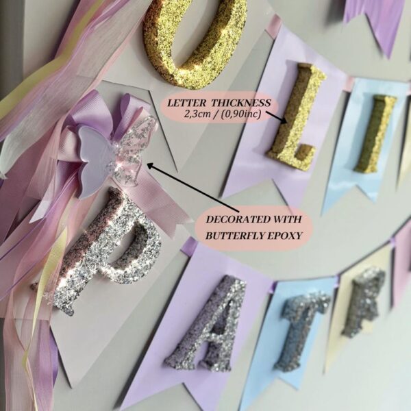 Gold Glitter Name Banner, First Birthday Party Ideas, Baby Shower Party Decoration, Birthday Name Garland For Girls and Boys, Deluxe Balloon - Image 8