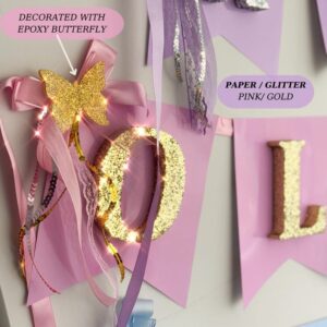 Gold Glitter Name Banner, First Birthday Party Ideas, Baby Shower Party Decoration, Birthday Name Garland For Girls and Boys, Deluxe Balloon