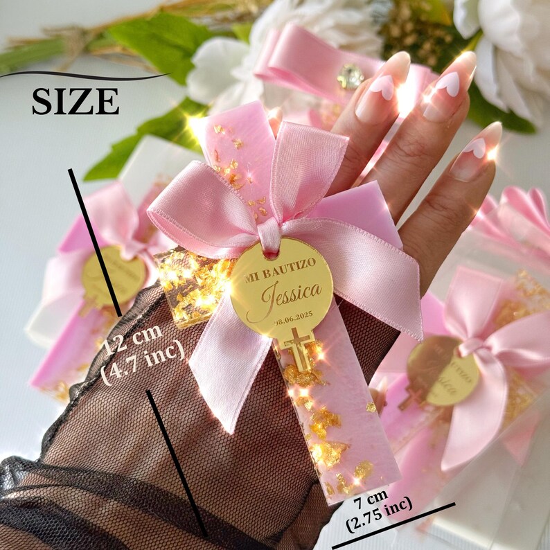 Custom Lilac Cross Magnets for Baptism Party, Christening Cross Magnet Favors, First Holy Communion Favor, Mi Bautizo Magnets, Baptism Gifts - Image 3