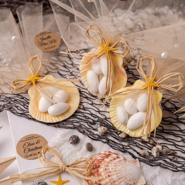 Personalized Seashell Wedding Favor with Almond Candy, Bridal Shower Gifts, Custom Starfish Shell Keepsake, Luxury Wedding Souvenir - Image 4