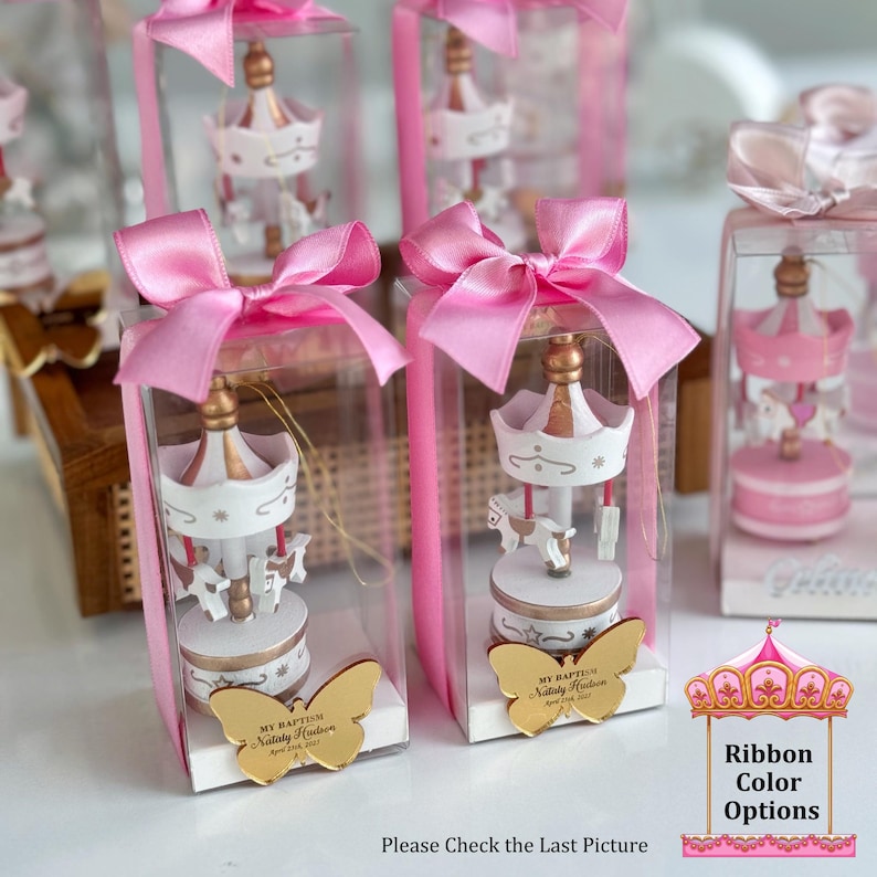 Personalized Carousel Party Favor, Baby Shower Keepsake, Baptism Gift, Welcome Baby Decorations, 1st Birthday Favor, Custom Name Gift - Image 8