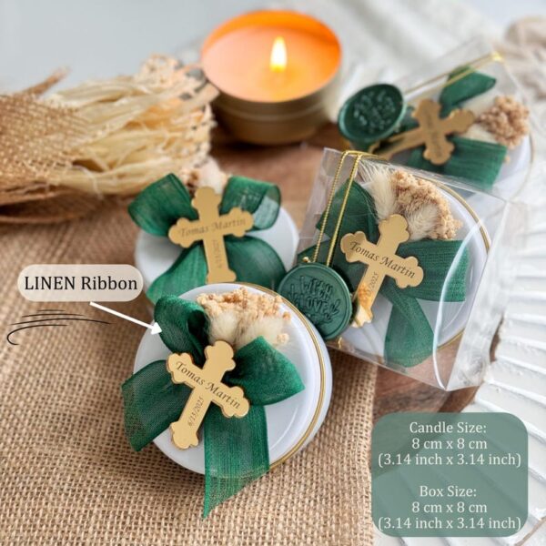 Custom Baptism Candle Favor, Christening Favors for Boys and Girls, First Holy Communion Keepsakes, Elegant Baptism Candle Decoration