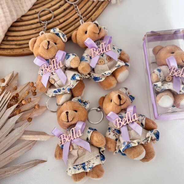 Teddy Bear Party Keychain, Baby Shower Favor, Personalized Bear Gift, We Can Bearly Wait, 1st Birthday Favor, Gender Reveal, Party Favor - Image 4
