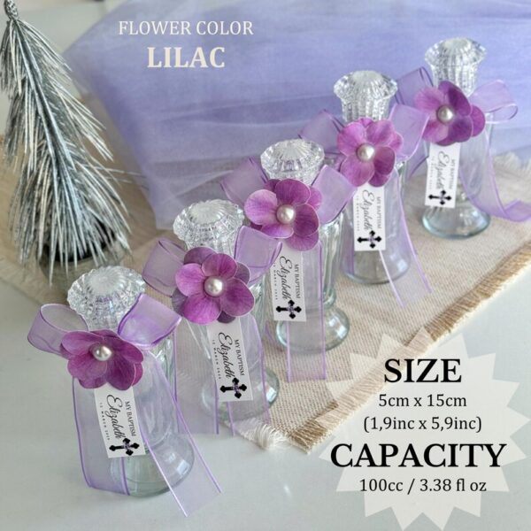 Lilac Flower Holy Water Glass Bottle, Religious Baptism Gifts for Girls and Boys, First Holy Communion, Empty Blessed Holy Water Bottle - Image 2