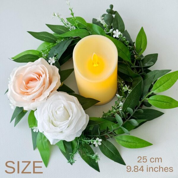 Real Feel Eucalyptus Candle Ring, Mini Greenery Wreath, Farmhouse Everyday Decor, Wedding Centerpiece, Small Wreath for Table or Wall - Image 5