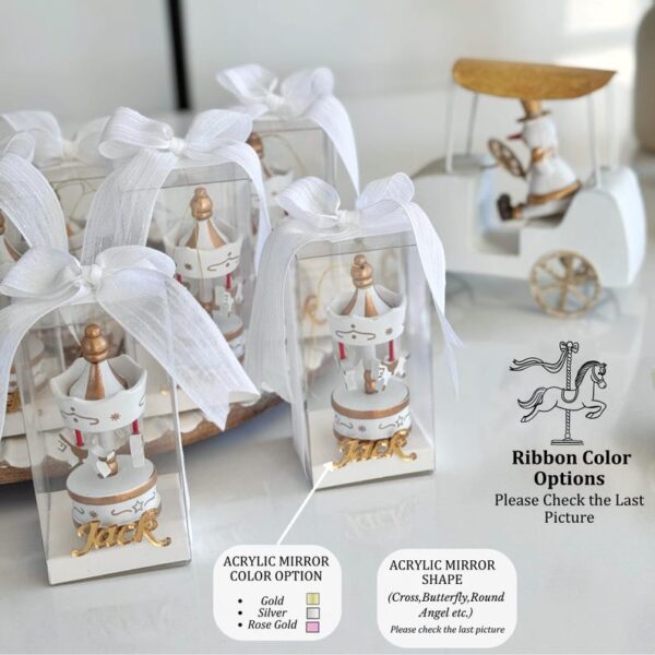 Pink Carousel Baby Shower Party Favors, Personalized Wooden Carousel Keepsake, Custom Baby Shower Gifts, Welcome Baby Party Favors - Image 5
