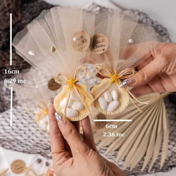 Personalized Seashell Wedding Favor with Almond Candy, Bridal Shower Gifts, Custom Starfish Shell Keepsake, Luxury Wedding Souvenir - Image 9