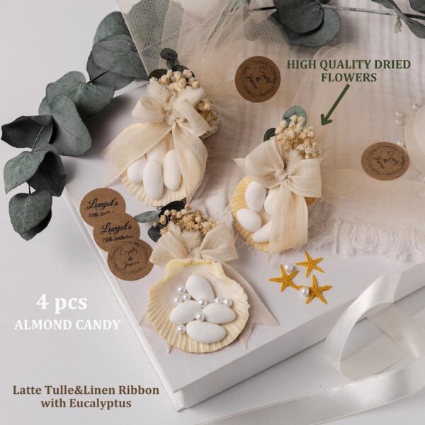 Personalized Seashell Wedding Favor with Almond Candy, Bridal Shower Gifts, Custom Starfish Shell Keepsake, Luxury Wedding Souvenir - Image 3