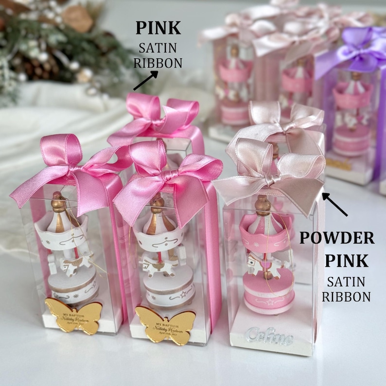 Personalized Carousel Party Favor, Baby Shower Keepsake, Baptism Gift, Welcome Baby Decorations, 1st Birthday Favor, Custom Name Gift - Image 3