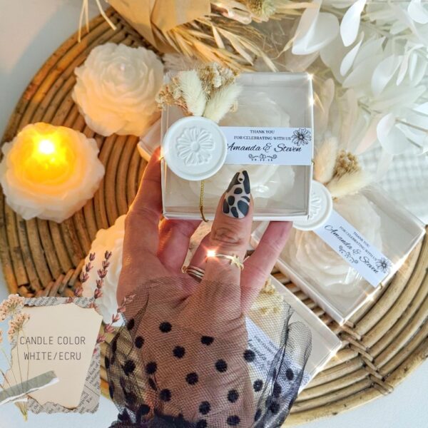 Custom Scented Peony Candle Favor, Personalized Wedding Candle, Save The Date, Bridesmaid Candle Gift, Custom Flower Candle, Wedding Gift - Image 6
