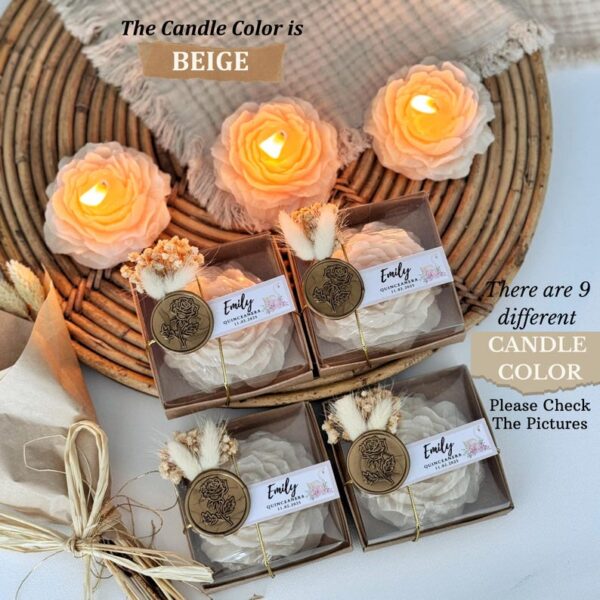 Sweet 16 Candle Favors, Personalized Scented Peony Candle Gift, Quinceañera Party Favor, Mis Quince Anos, Custom Birthday Flower Candle - Image 4
