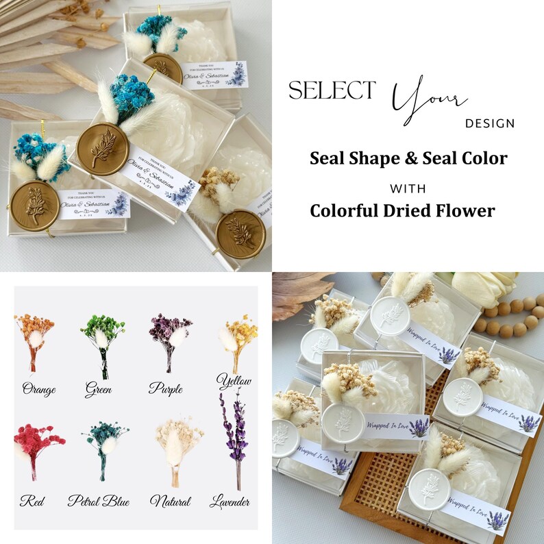 Elegant Wedding Candle Favors, Personalized Flower Candle, Bridal Shower Gift, Baby Shower Favor, Unique Guest or Bridesmaid Gift - Image 9