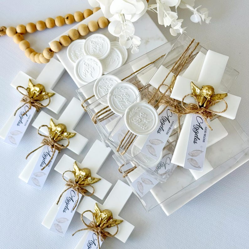 Custom Baptism Cross Magnet Favors , Epoxy Cross Magnet with Angel, Christening Gift, Holy Communion Favor, Personalized Mi Bautizo Keepsake - Image 7