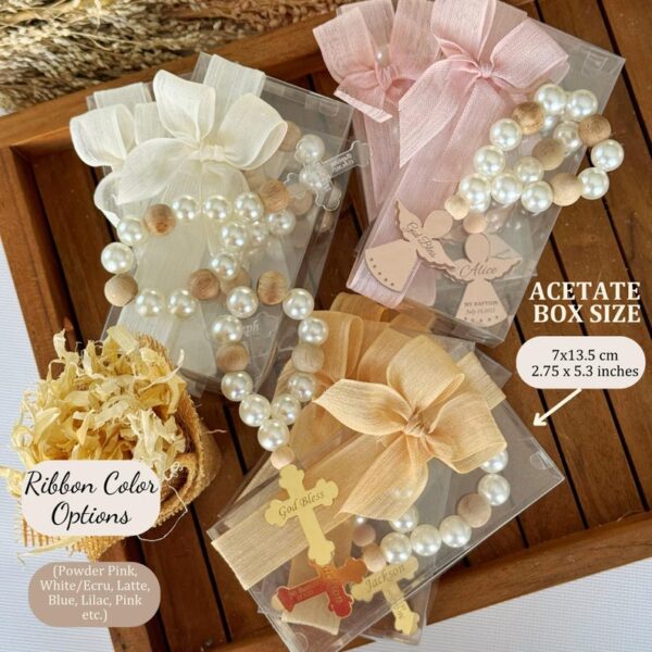 Custom Baptism Rosary Favors, Personalized Mini Wooden Baptism Gift, Custom Christening Gifts for Boy and Girl, Unique First Communion Favor - Image 6