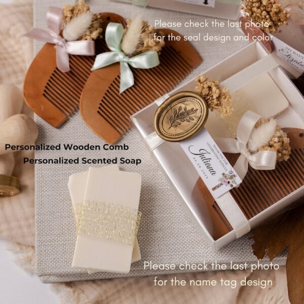 Custom Wooden Comb, Personalized Scented Soap, Baby Shower Favors, Bridesmaid Gift, Baptism Keepsake, Wedding Guest Favors, Handmade Soap - Image 9