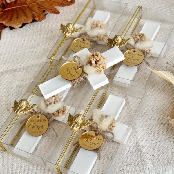 Custom Baptism Party Magnet Favors, Handcrafted Cross Magnet With Angel, First Communion Favor, Mi Bautizo, Christening for Girls and Boy - Image 2
